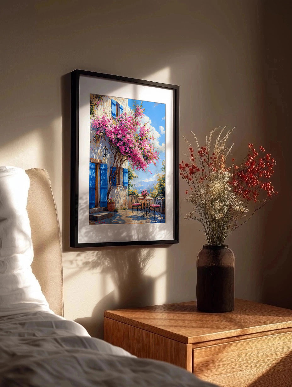 Cuadro ​Terraza con flores Buganvilla