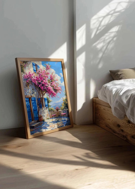 Cuadro ​Terraza con flores Buganvilla