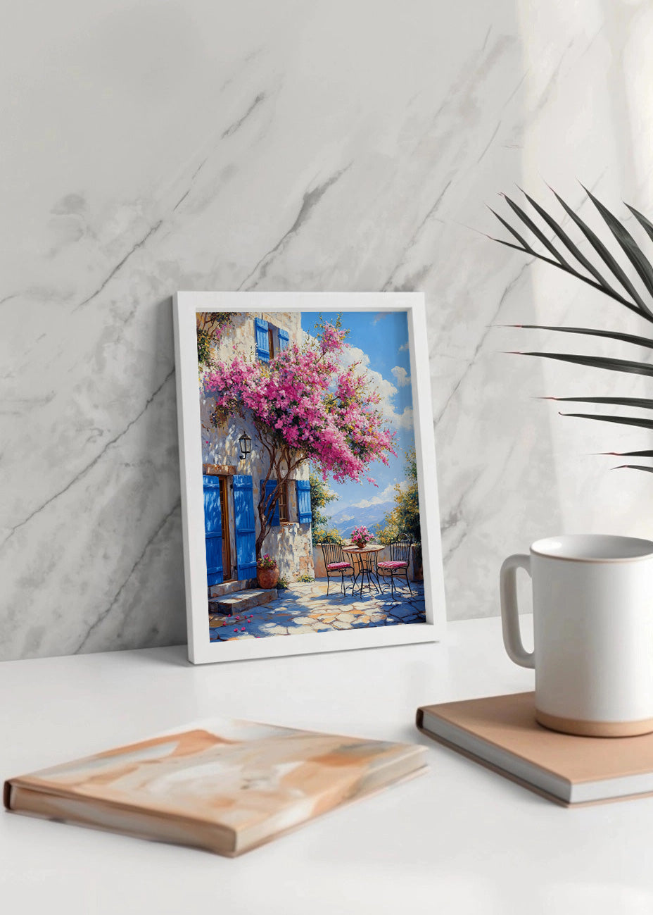 Cuadro ​Terraza con flores Buganvilla