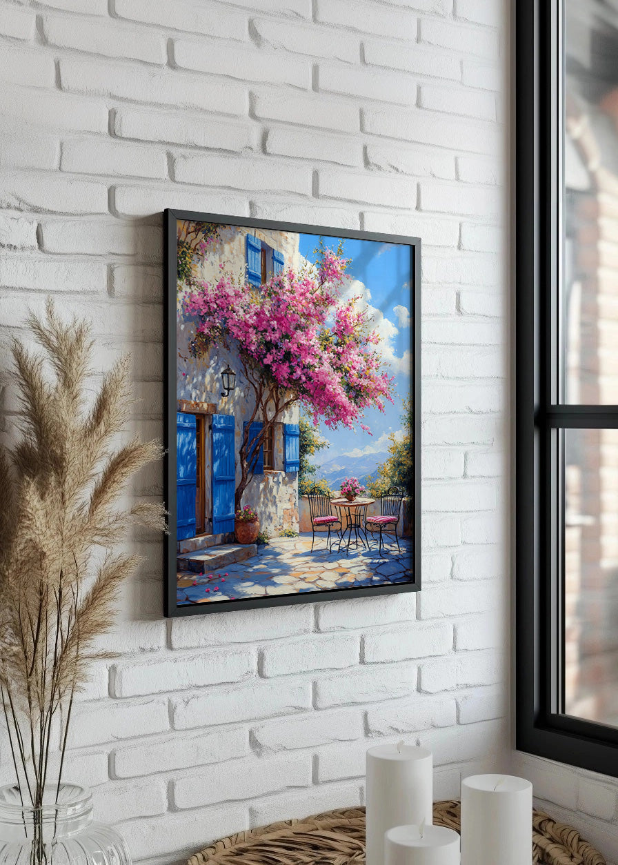 Cuadro ​Terraza con flores Buganvilla