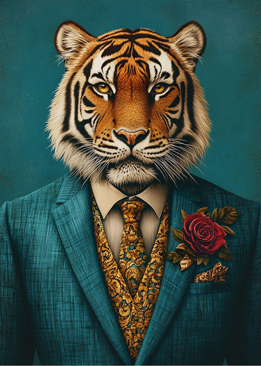 Cuadro Tigre vestido como persona con traje