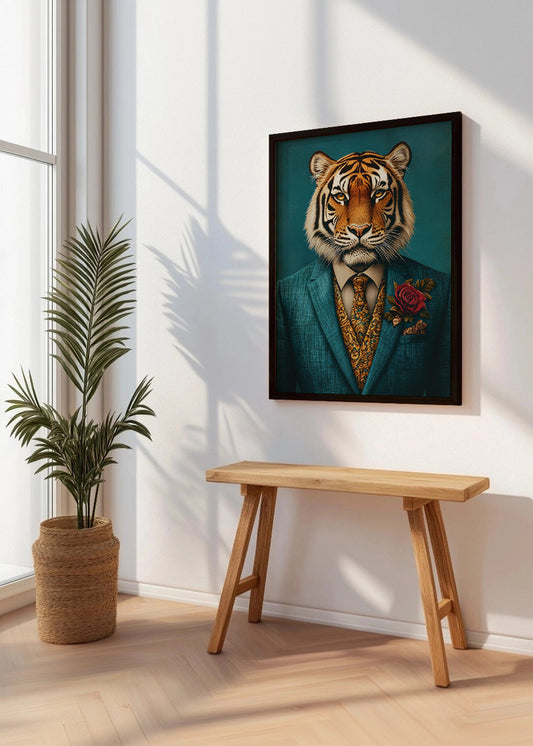 Cuadro Tigre vestido como persona con traje