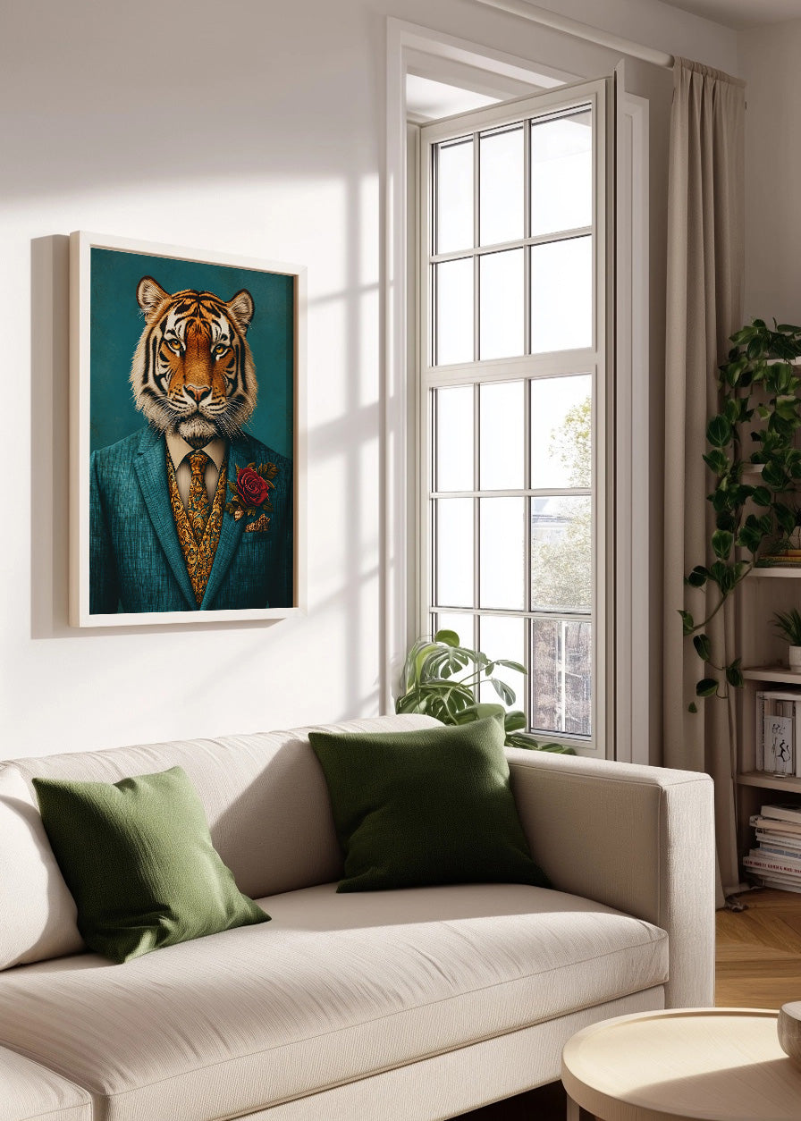 Cuadro Tigre vestido como persona con traje