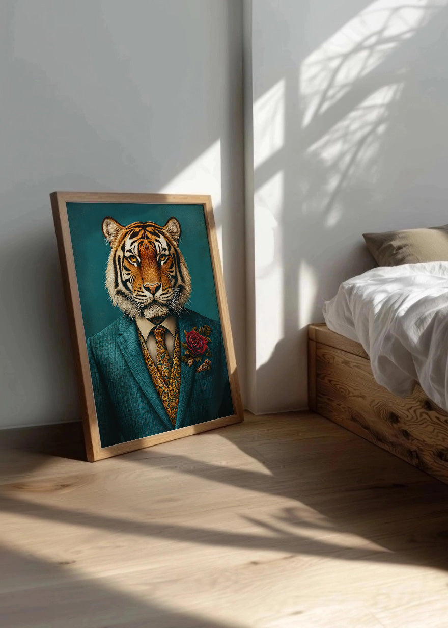 Cuadro Tigre vestido como persona con traje