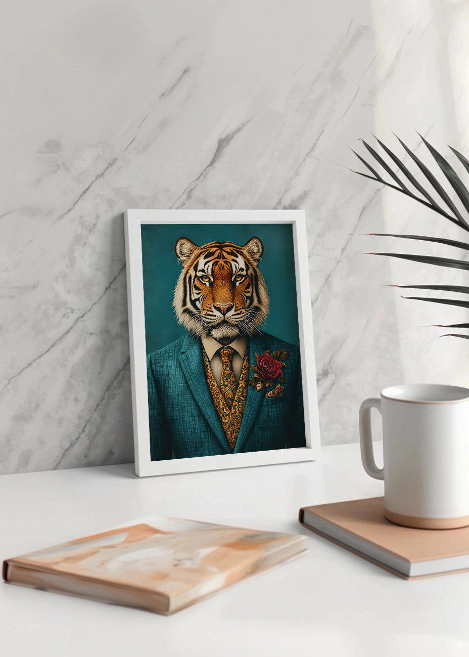 Cuadro Tigre vestido como persona con traje