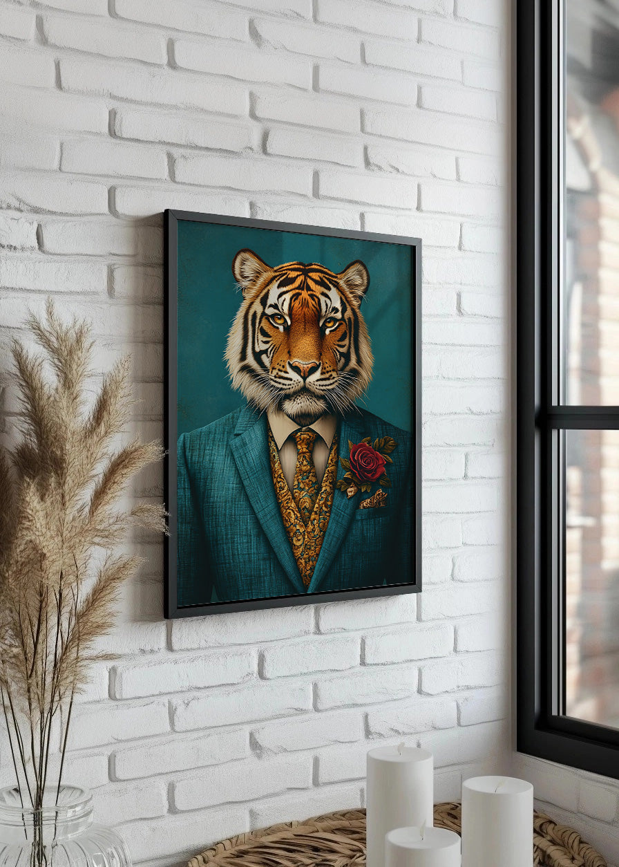 Cuadro Tigre vestido como persona con traje