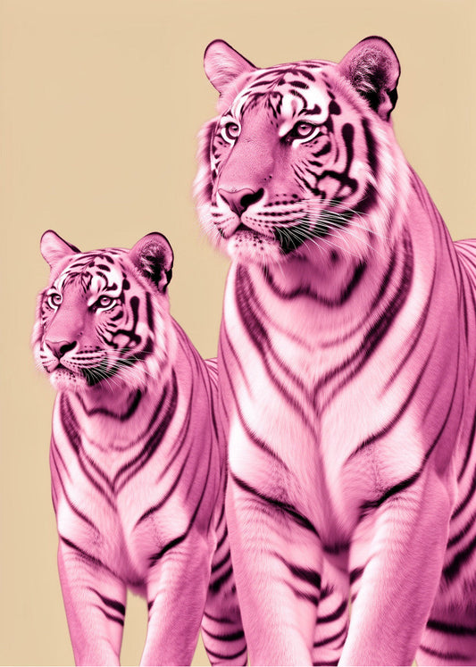 Cuadro Tigres rosas