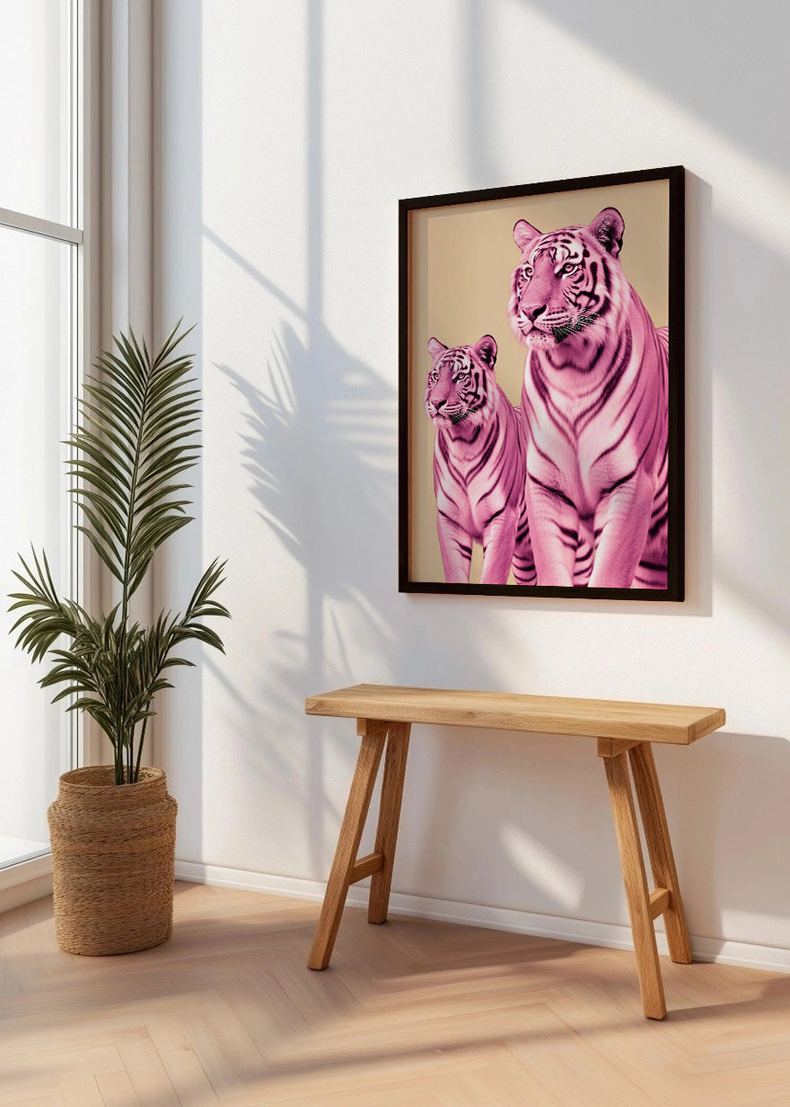 Cuadro Tigres rosas
