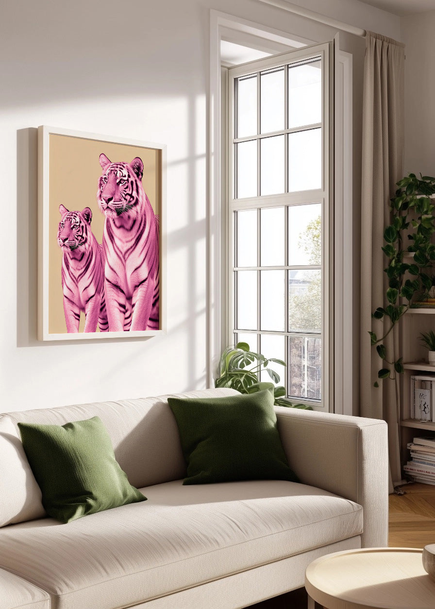 Cuadro Tigres rosas