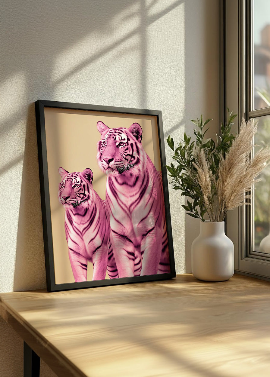 Cuadro Tigres rosas