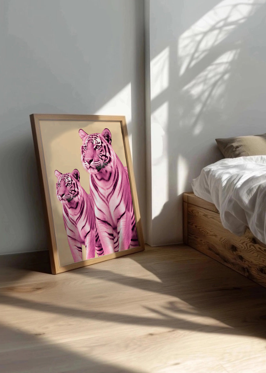 Cuadro Tigres rosas