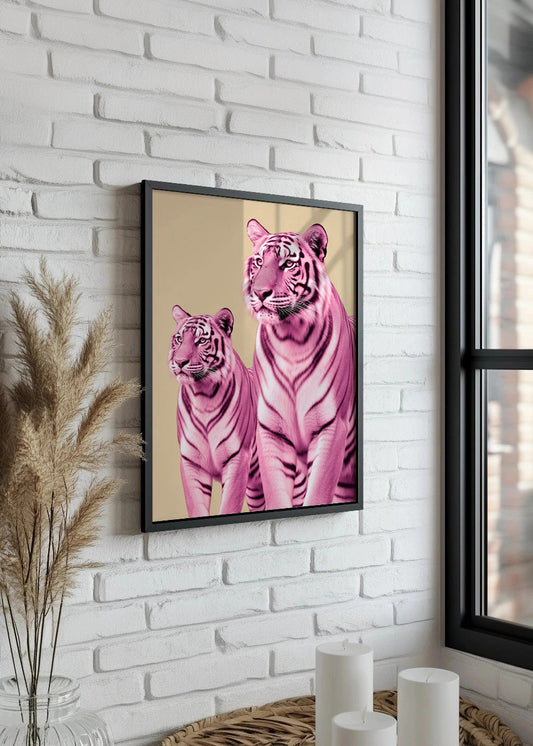 Cuadro Tigres rosas