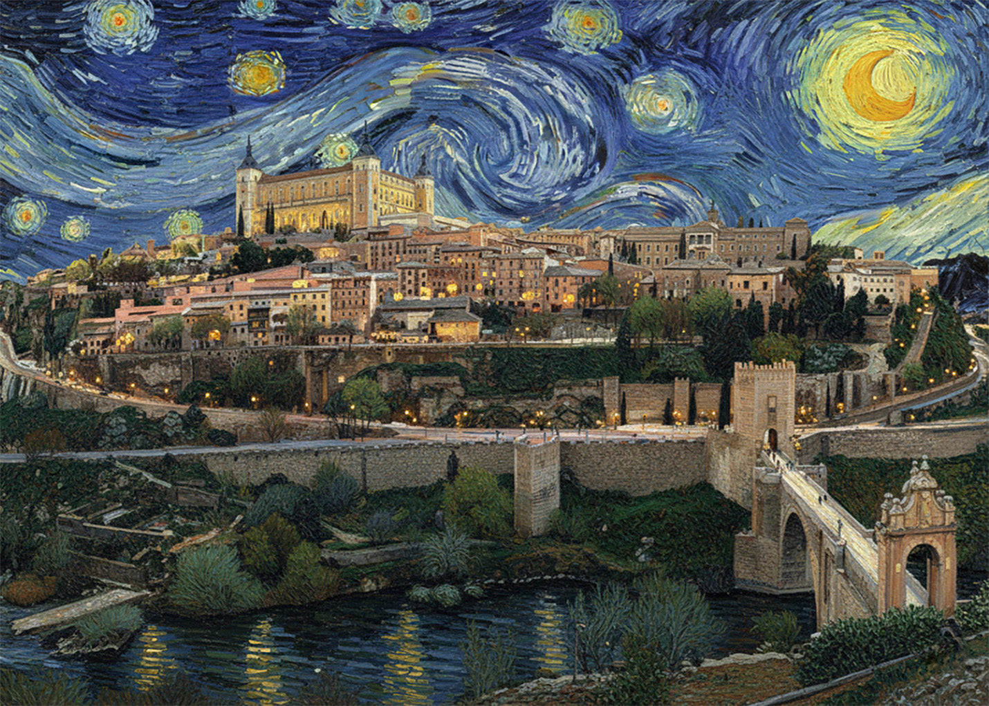 Cuadro Toledo - Noche Estrellada