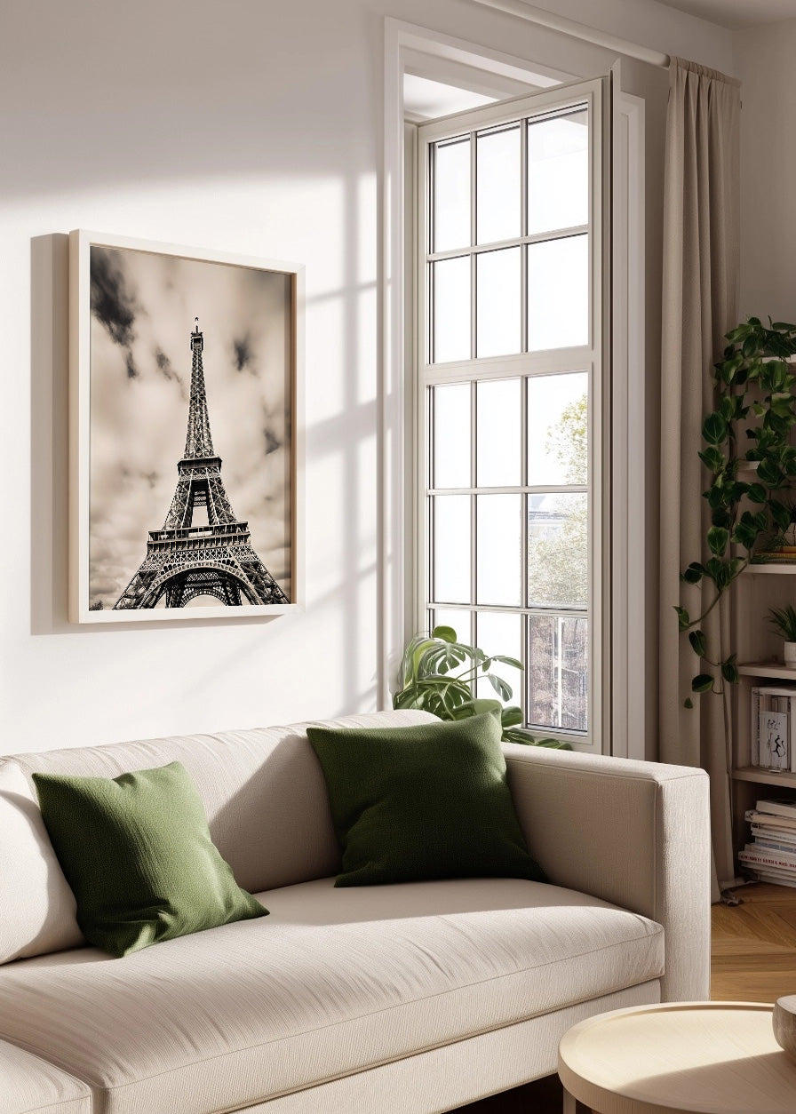 Cuadro ​Torre Eiffel a blanco y negro