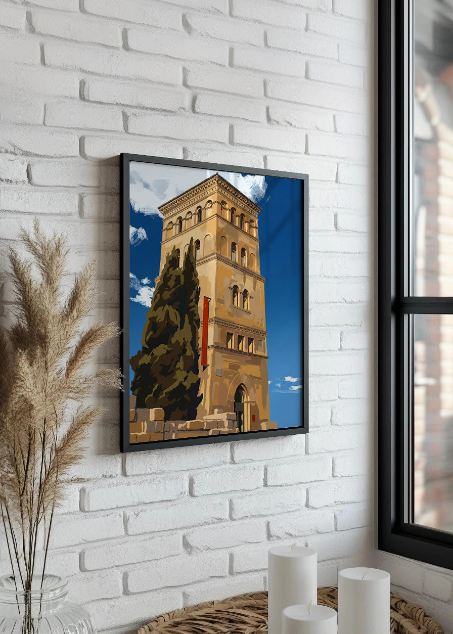 Cuadro Torre de la Zuda en Zaragoza - Gouache