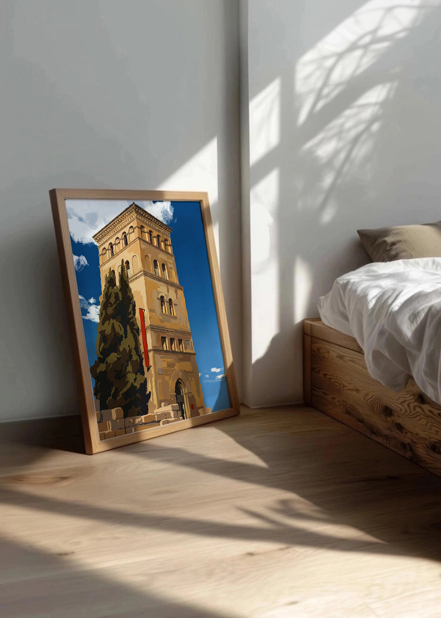 Cuadro Torre de la Zuda en Zaragoza - Gouache
