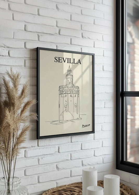 Cuadro Torre del Oro de Sevilla estilo Picasso