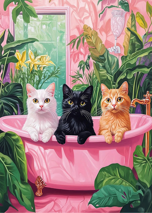 Cuadro ​Tres gatitos en bañera chic