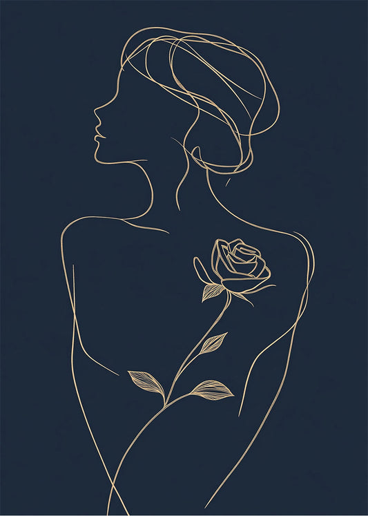 Cuadro ​Una mujer y una rosa un trazo