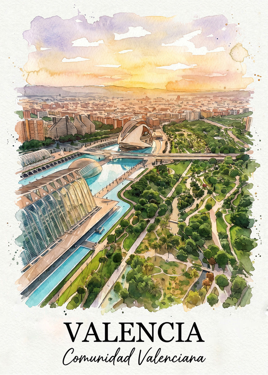 Cuadro Valencia vistas Turia - Postal