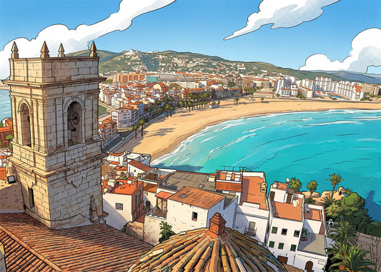 Cuadro Valencia vistas a la playa - Cómic