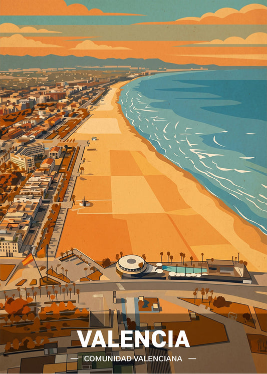 Cuadro Valencia y Playa Malvarrosa - Otoño