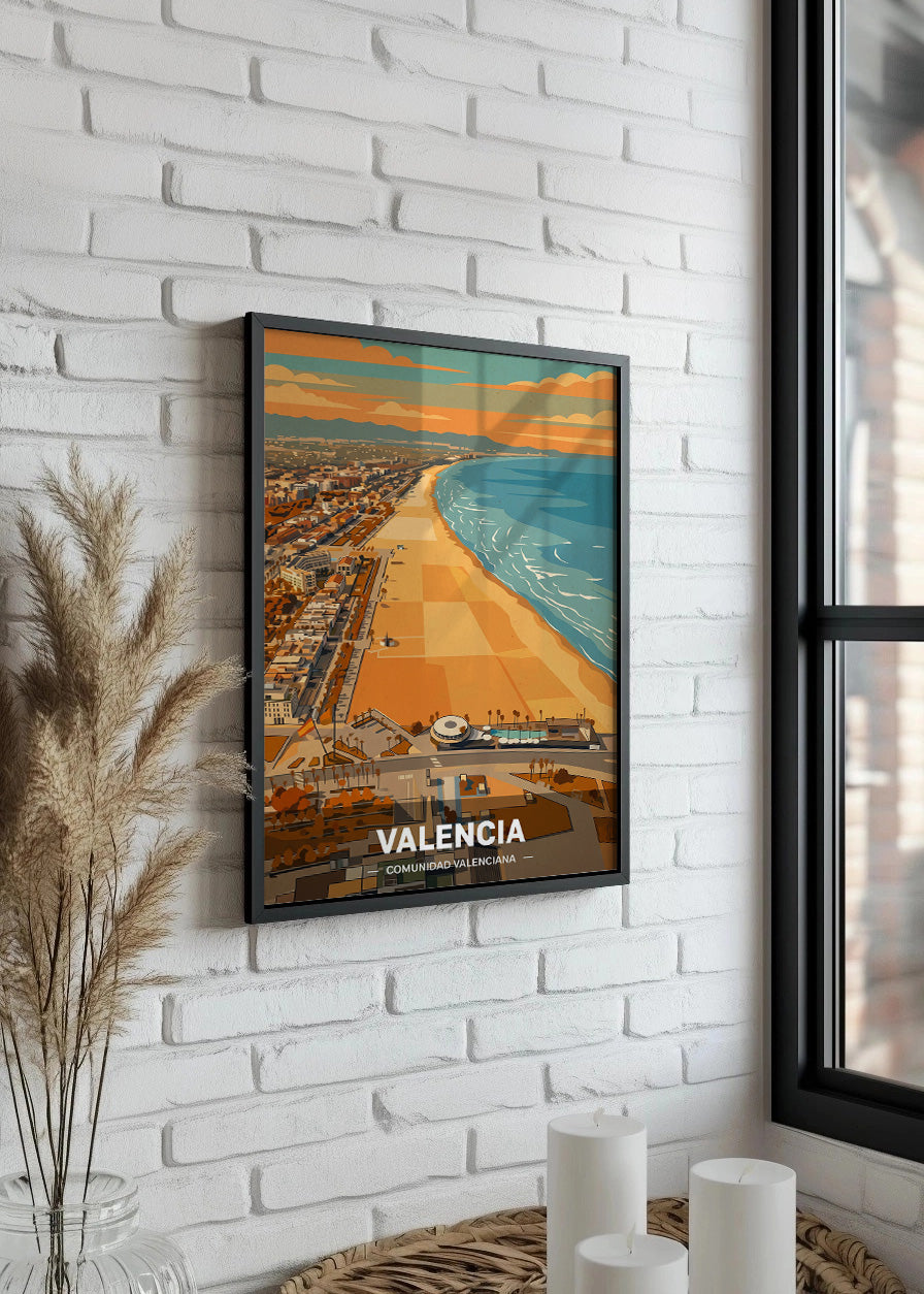 Cuadro Valencia y Playa Malvarrosa - Otoño