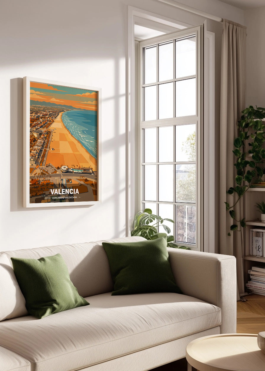 Cuadro Valencia y Playa Malvarrosa - Otoño
