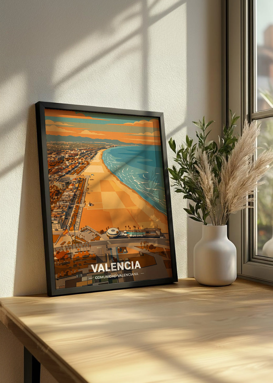 Cuadro Valencia y Playa Malvarrosa - Otoño