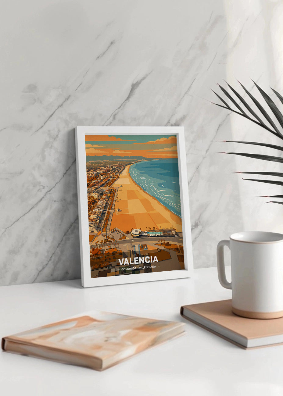 Cuadro Valencia y Playa Malvarrosa - Otoño