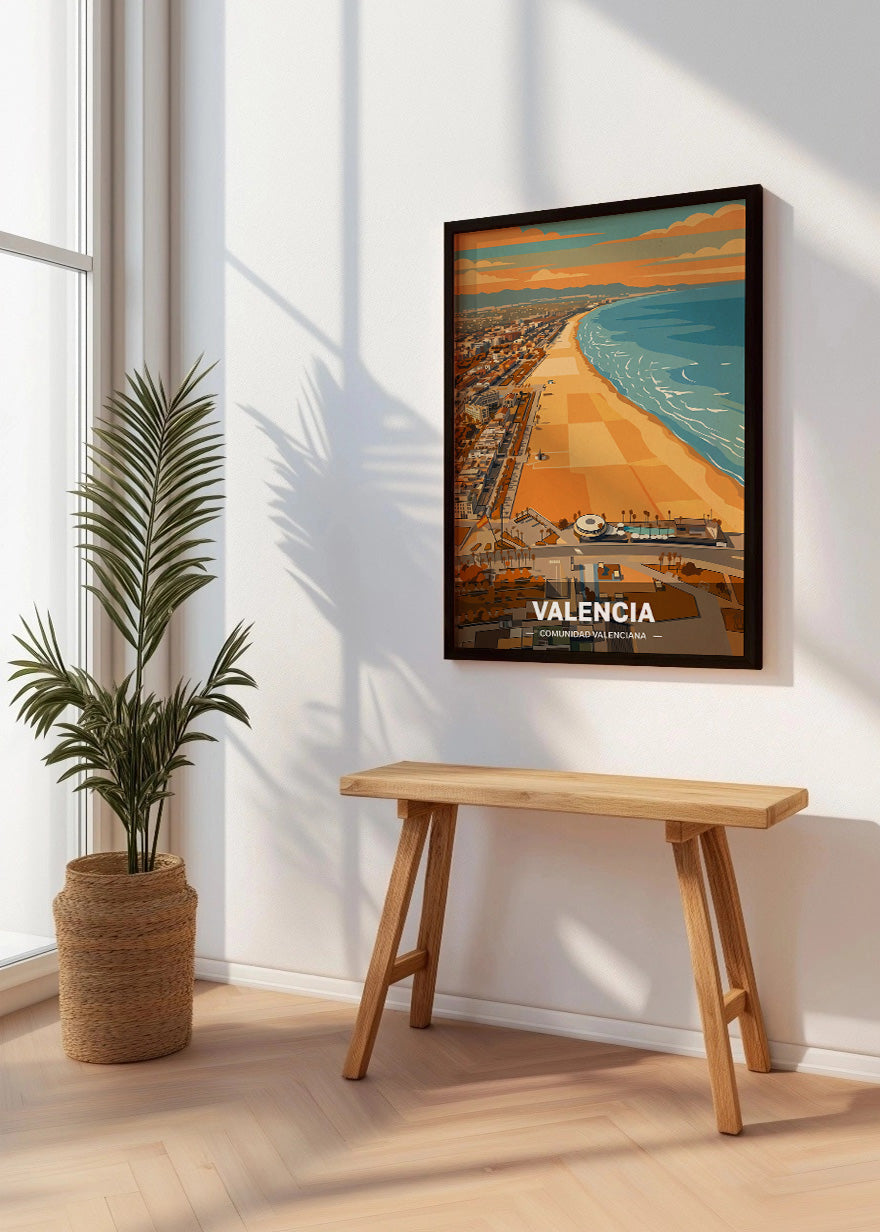 Cuadro Valencia y Playa Malvarrosa - Otoño