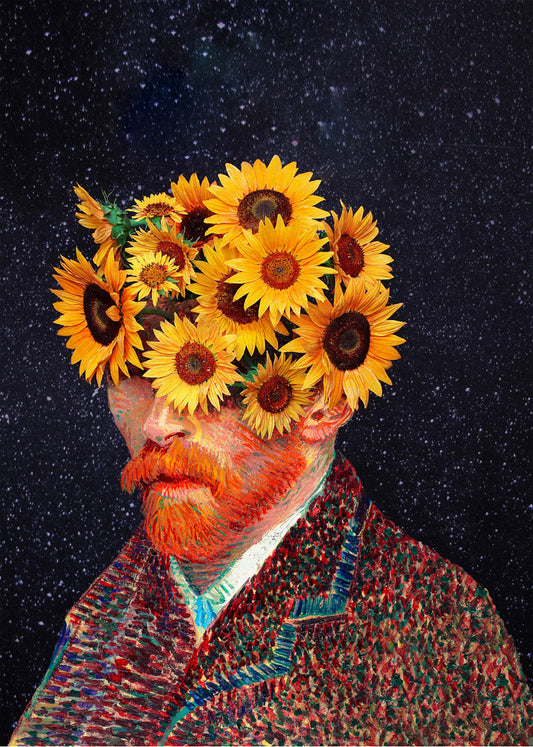 Cuadro Van Gogh con girasoles en la cara