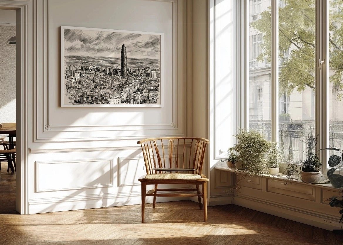 Cuadro Vistas de Barcelona efecto lápiz