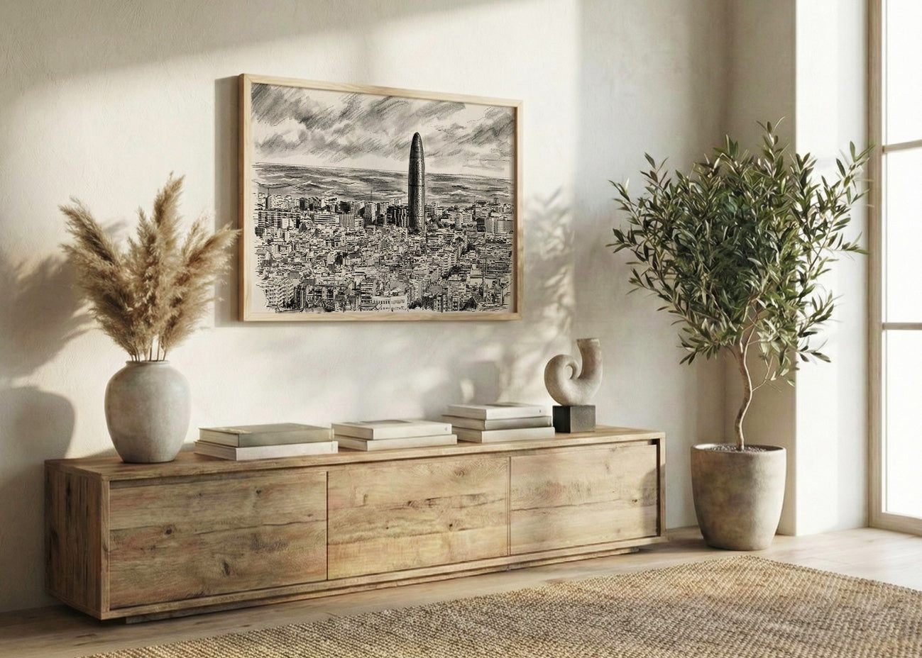 Cuadro Vistas de Barcelona efecto lápiz