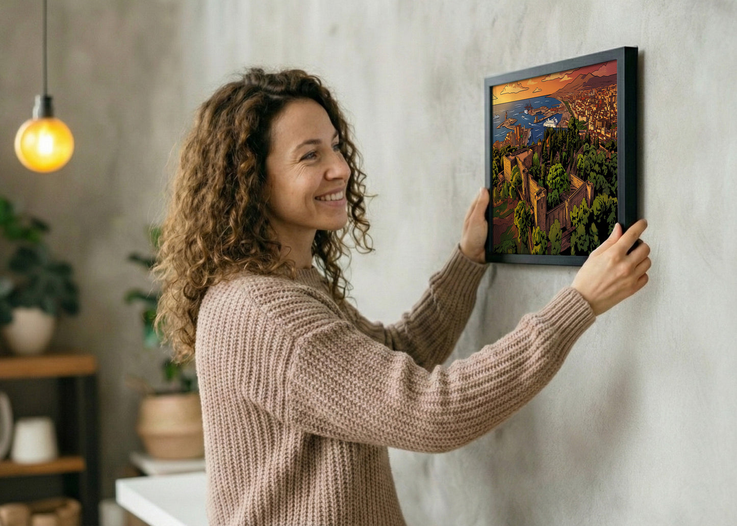Cuadro Vistas de Málaga y Castillo de Gibralfaro - Cómic