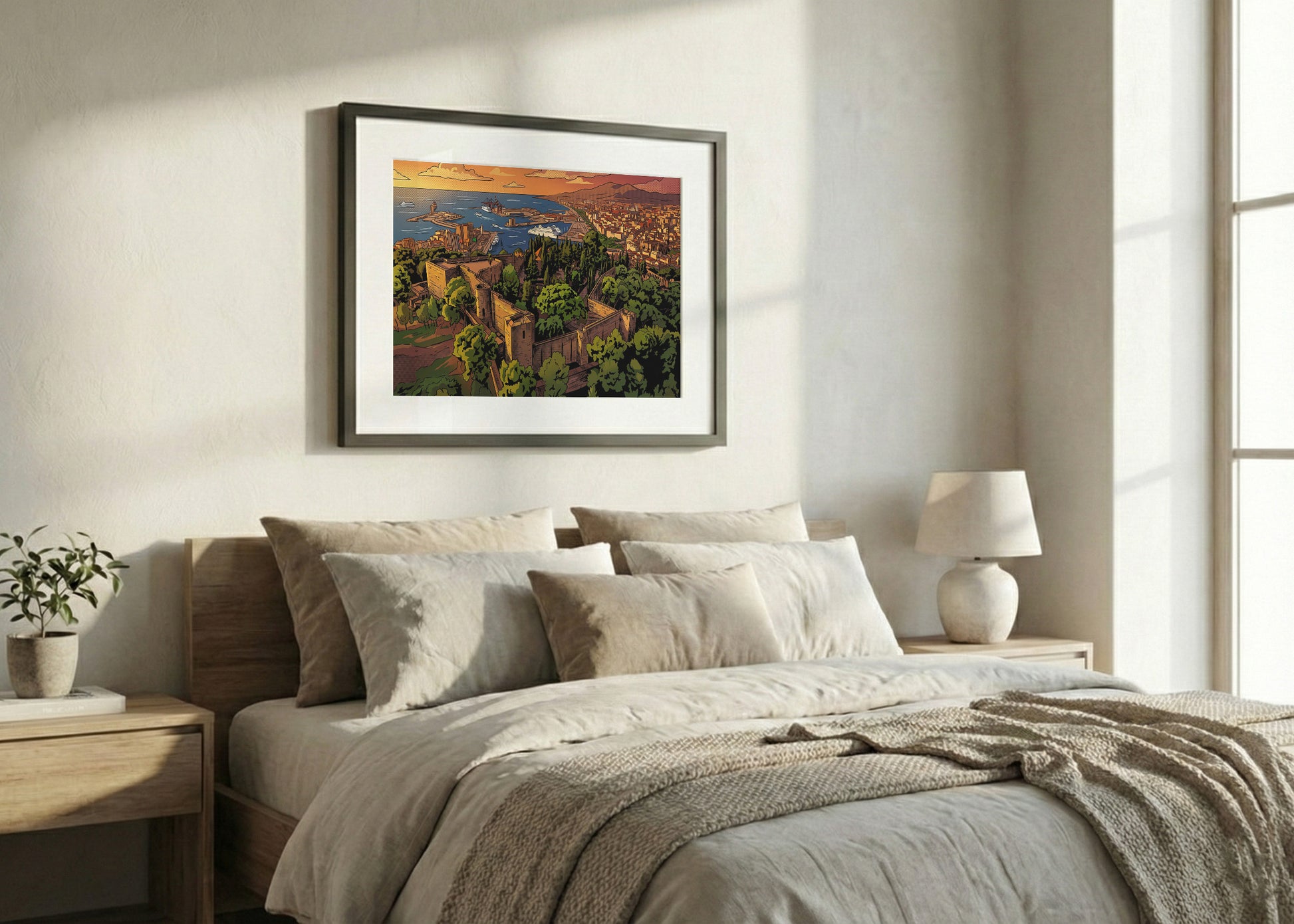Cuadro Vistas de Málaga y Castillo de Gibralfaro - Cómic