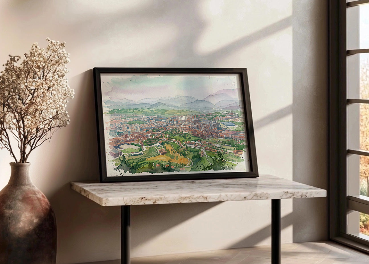 Cuadro Vistas de Oviedo estilo acuarela