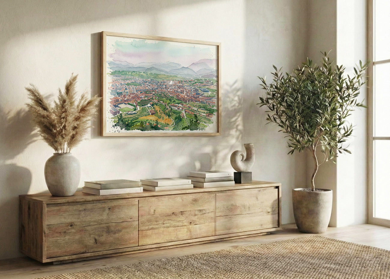 Cuadro Vistas de Oviedo estilo acuarela