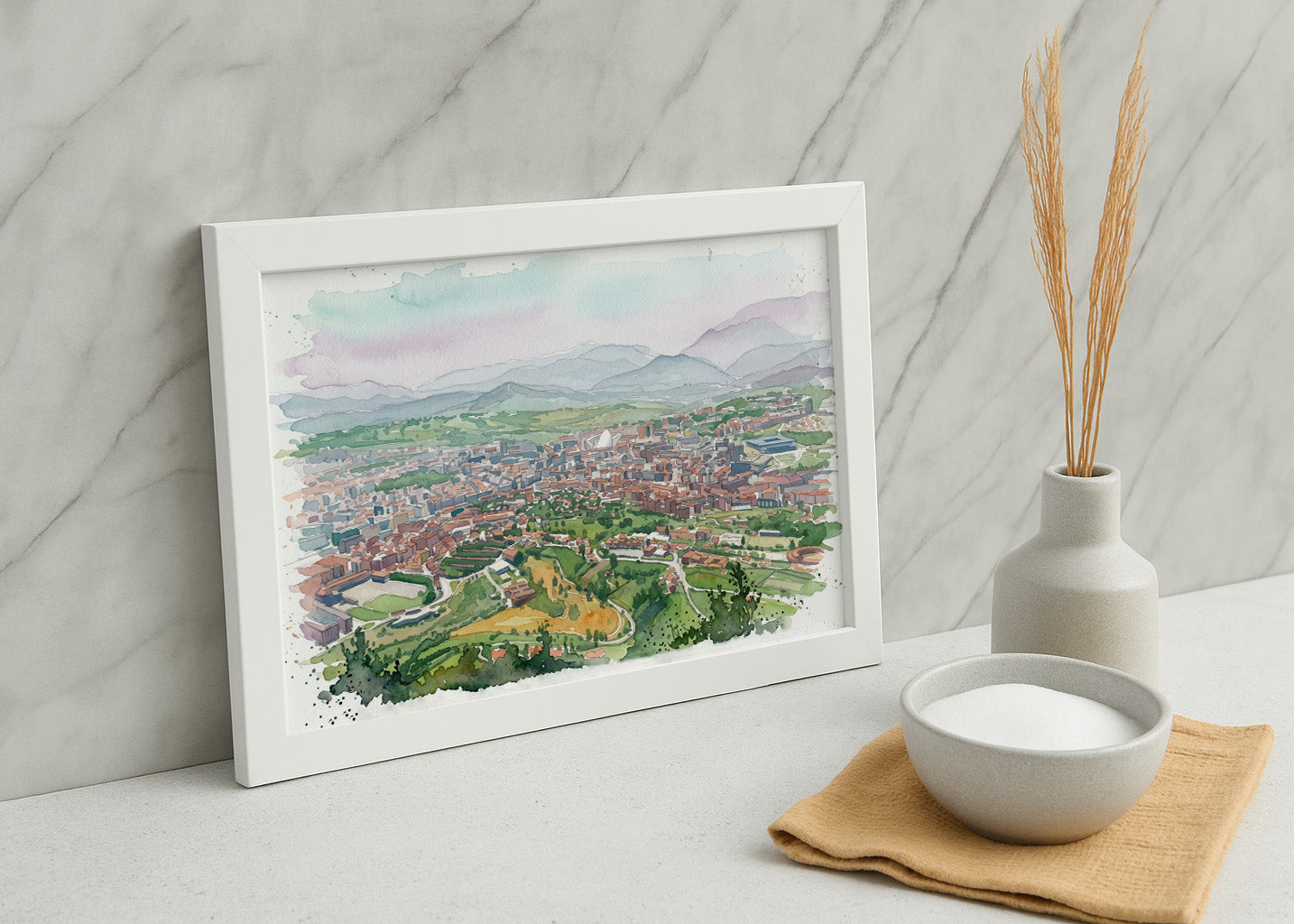 Cuadro Vistas de Oviedo estilo acuarela