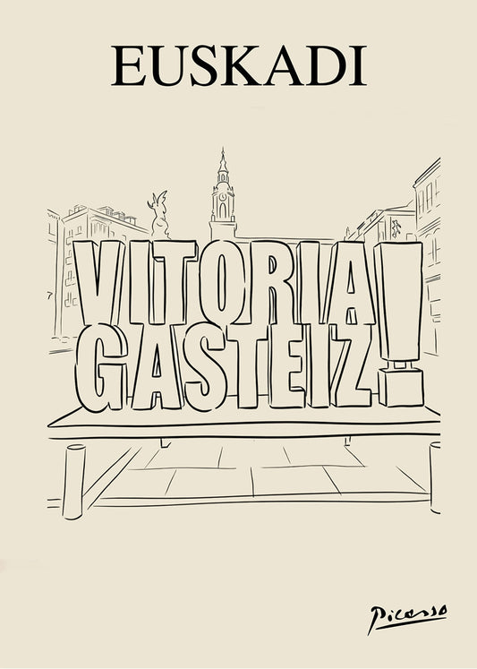 Vitoria-Gasteiz green sign Picasso style