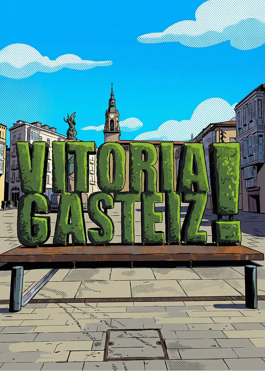 Cuadro Vitoria - Gasteiz letrero green - Cómic