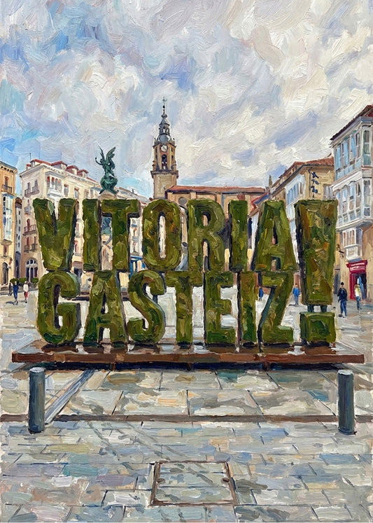 Cuadro Vitoria - Gasteiz letrero green - Impresionista