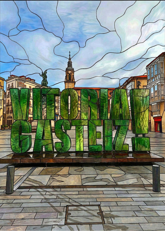 Cuadro Vitoria - Gasteiz letrero green - Vidriera