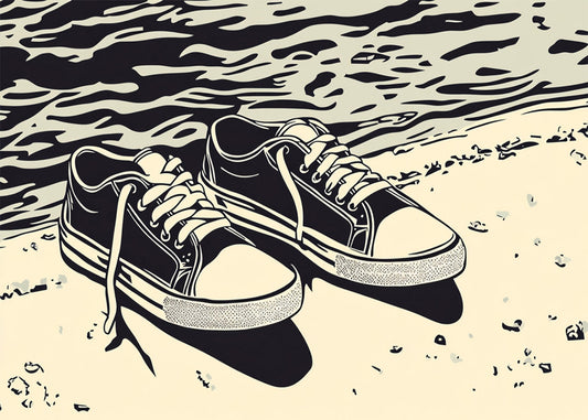 Cuadro ​Zapatillas en la orilla