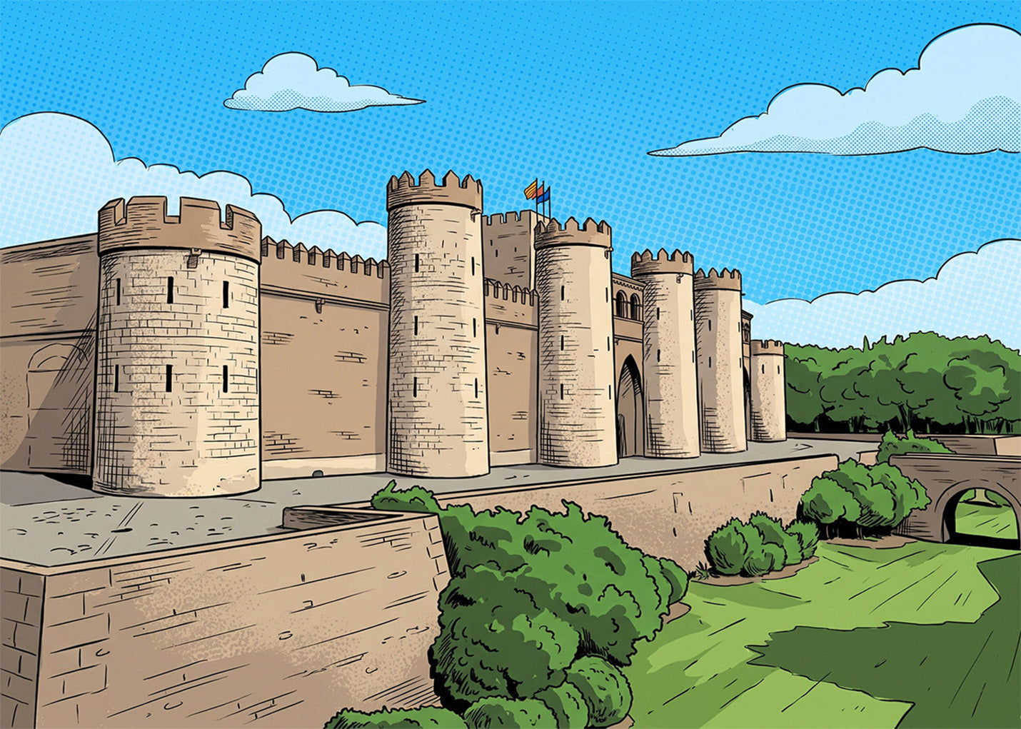 Cuadro Zaragoza Palacio de la Aljafería - Cómic