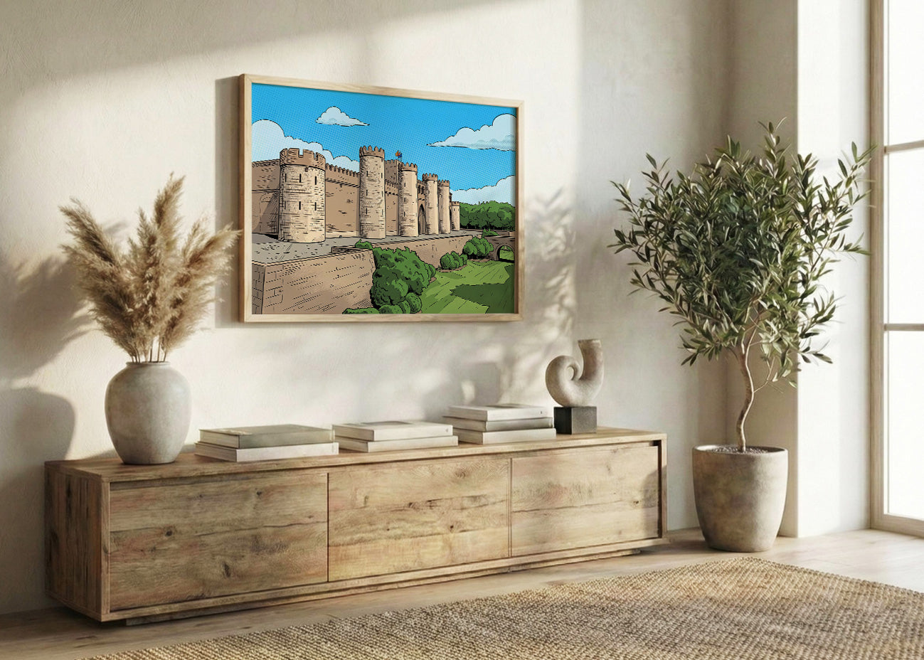 Cuadro Zaragoza Palacio de la Aljafería - Cómic