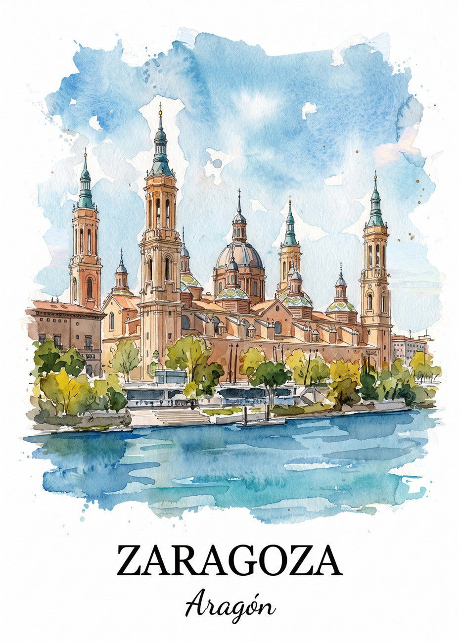 Cuadro Zaragoza con la Basílica del Pilar - Postal