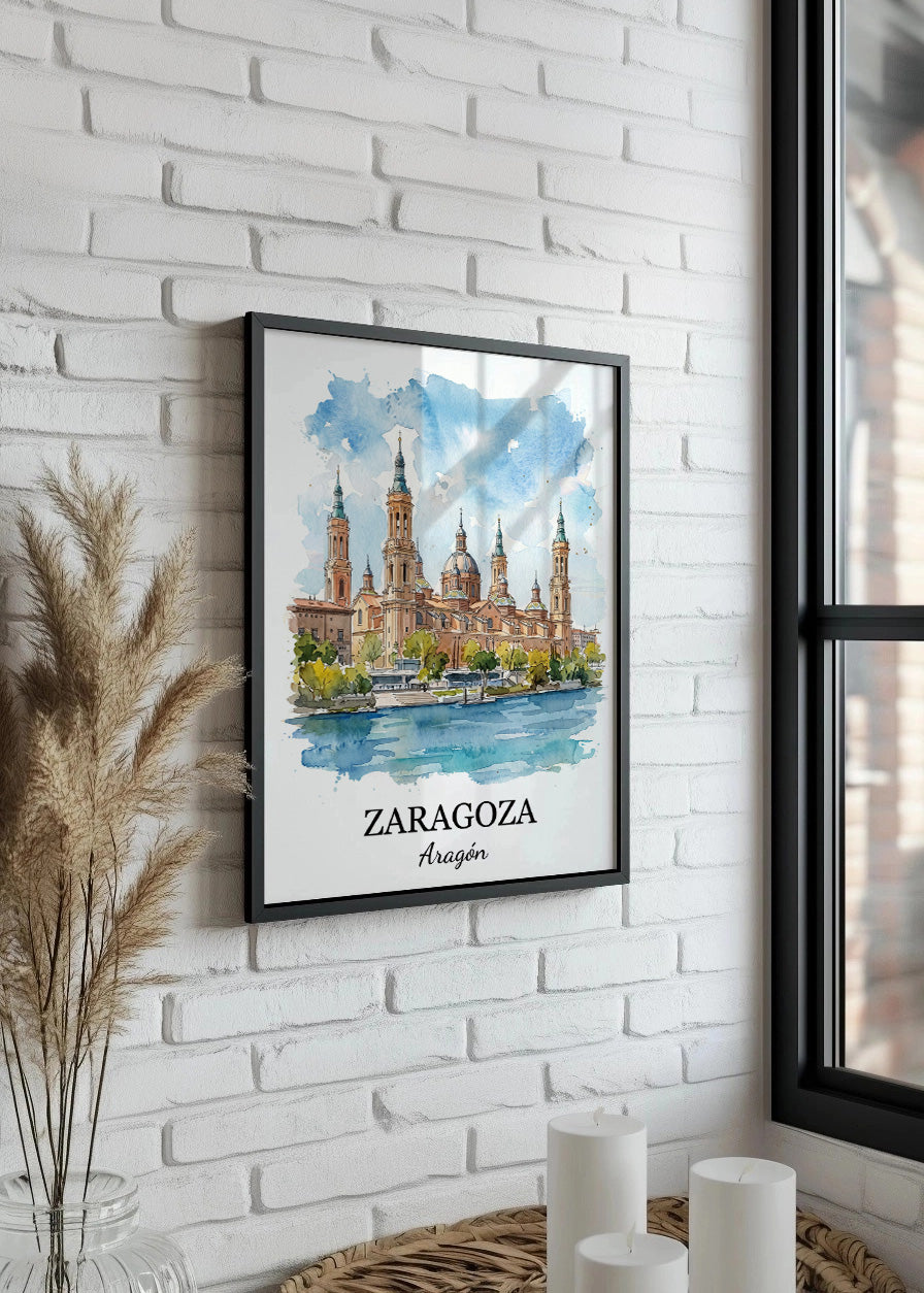 Cuadro Zaragoza con la Basílica del Pilar - Postal