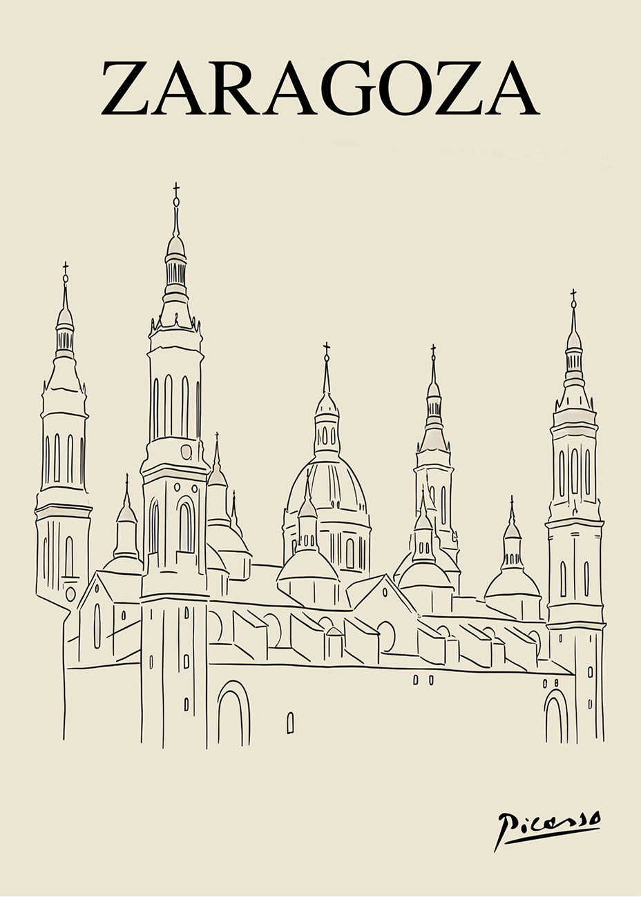 Cuadro Zaragoza y El Pilar estilo Picasso