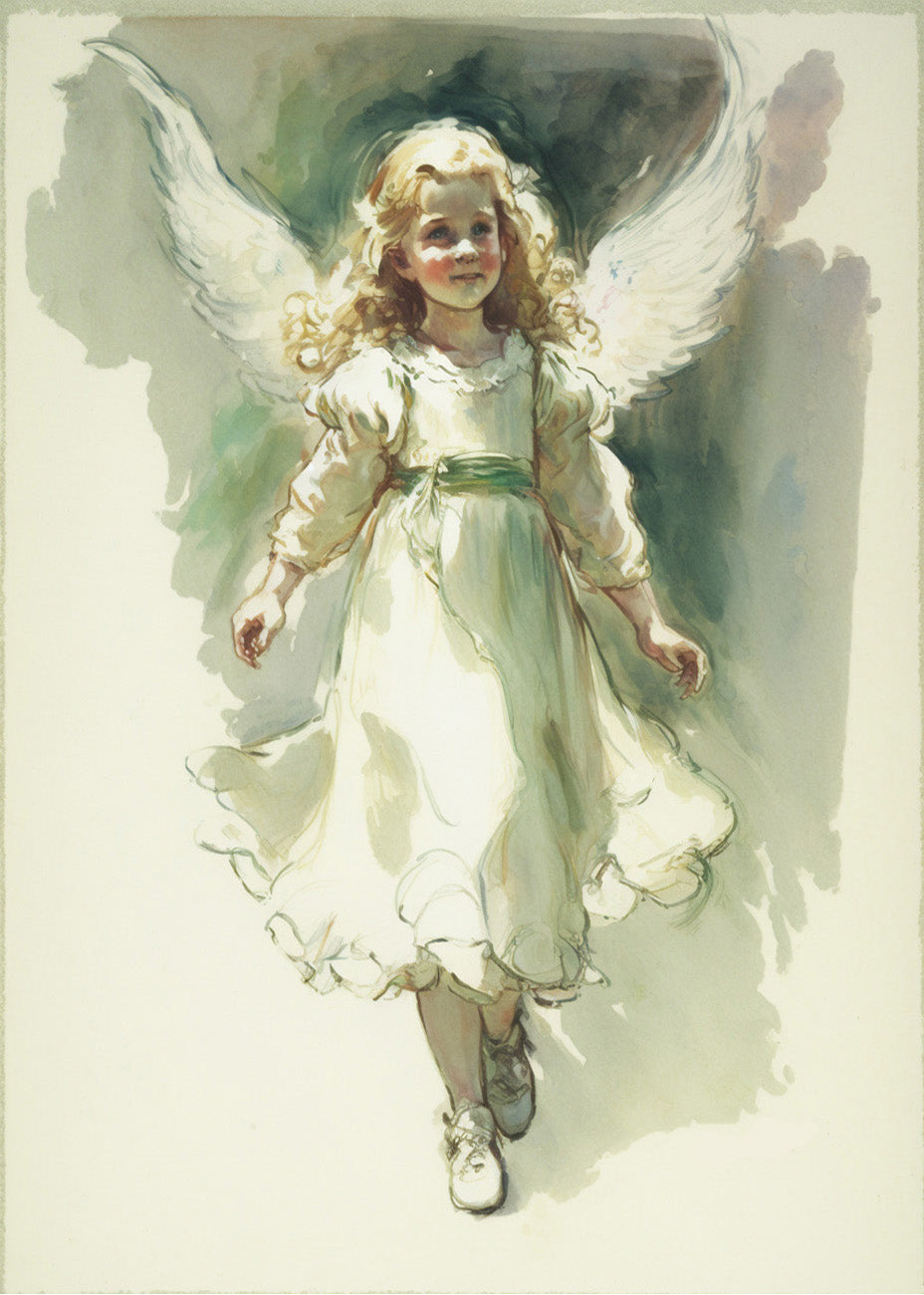 Cuadro ​Ángel infantil pintado estilo acuarela